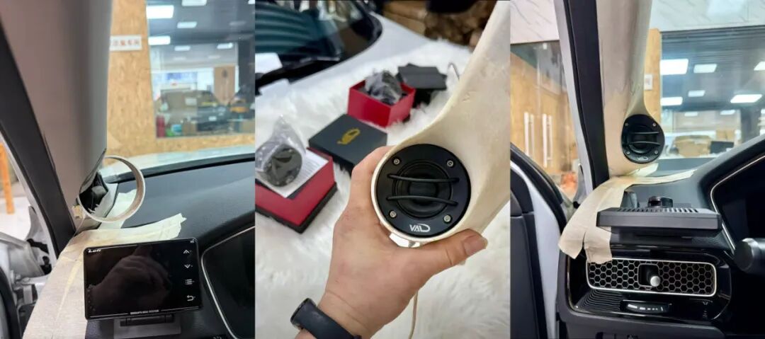 VAD全频单元在本田型格A柱安装实拍效果图